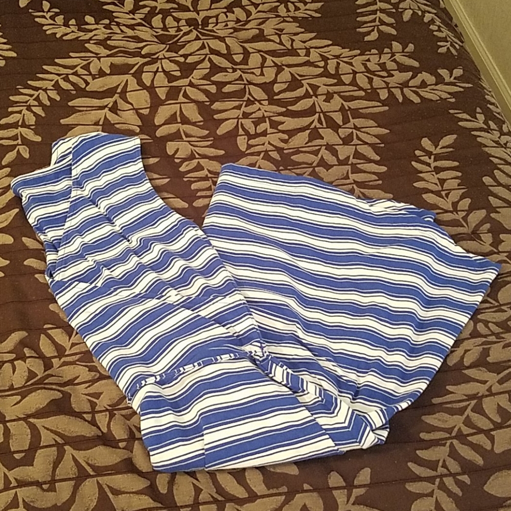 Talbots Striped Empire Cut Tie Back Dress